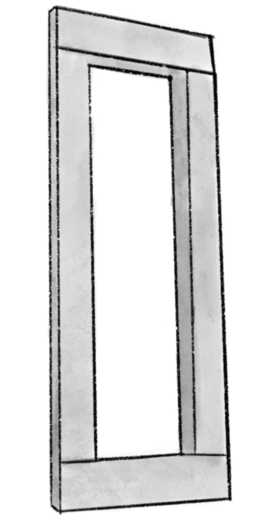 Miroir en bois sur-mesure, pensé, dessiné et fabriqué par Maison Charlet pour le salon d’un manoir à Gruson. Cadre en chêne massif.