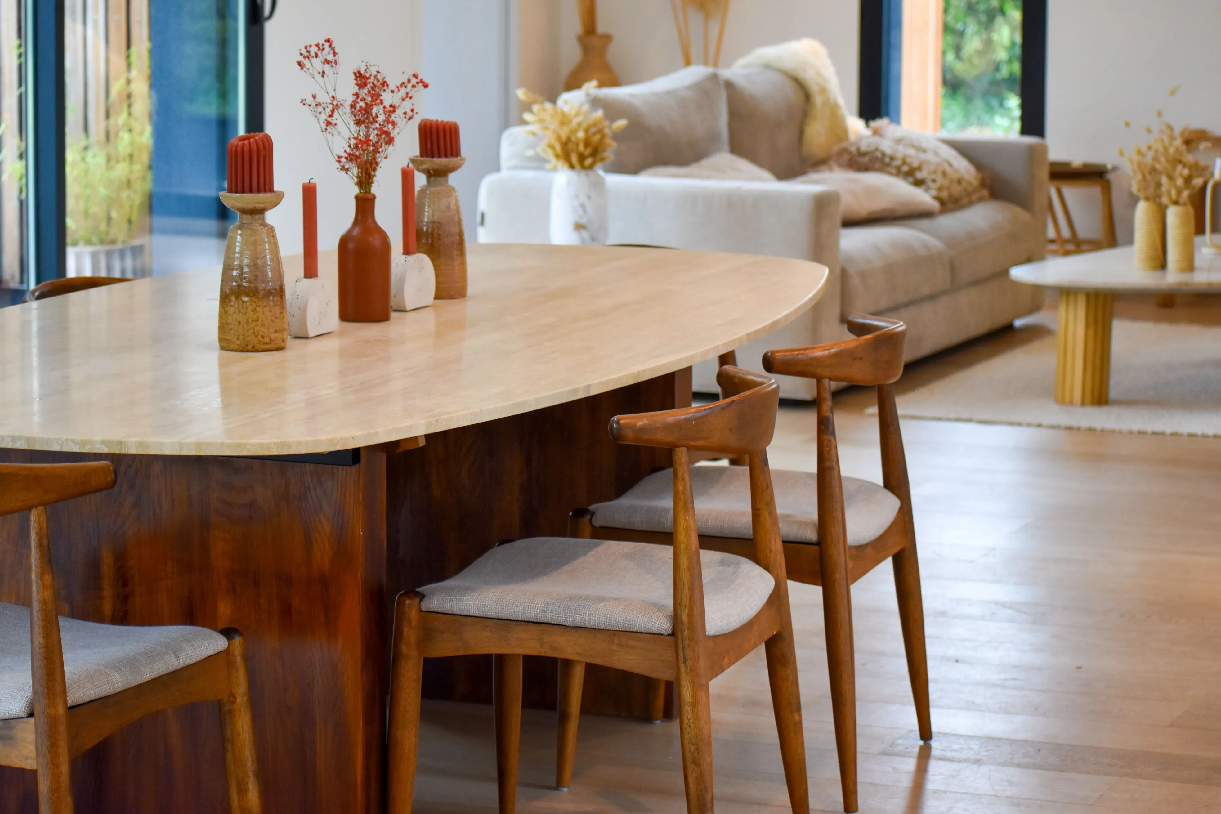 Salon contemporain mobilier en bois réalisations sur-mesure Maison Charlet