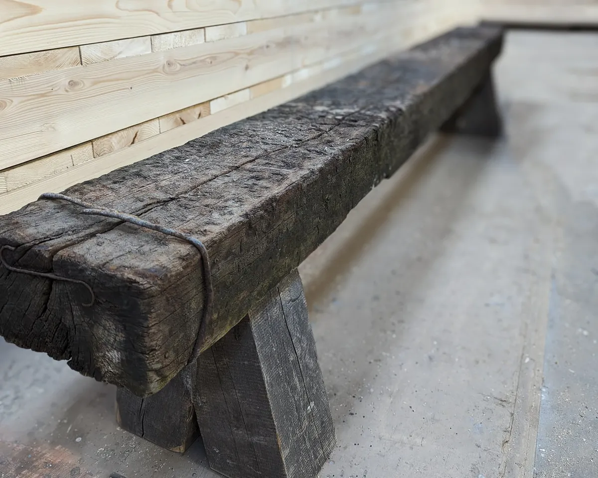 Banc en bois massif réalisé par Maison Charlet pour une guinguette de la métropole Lilloise.